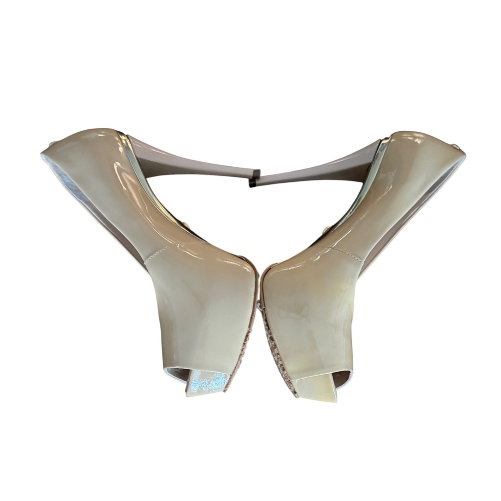 Jorge Bischoff Nude Patent Leather Peep Toe Platform Stiletto Pumps Size 35 - Picture 4 of 7